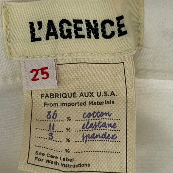 NWOT L'AGENCE Selma High Rise Sleek Baby Boot Jeans Blanc Size 25 Revolve $255 - Picture 12 of 14